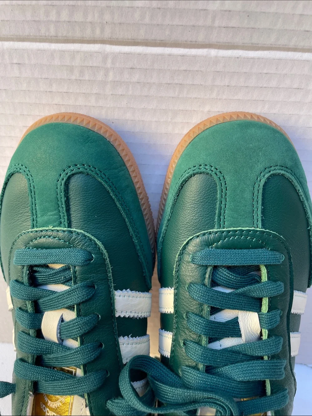 adidas Green and White Samba Sneakers
